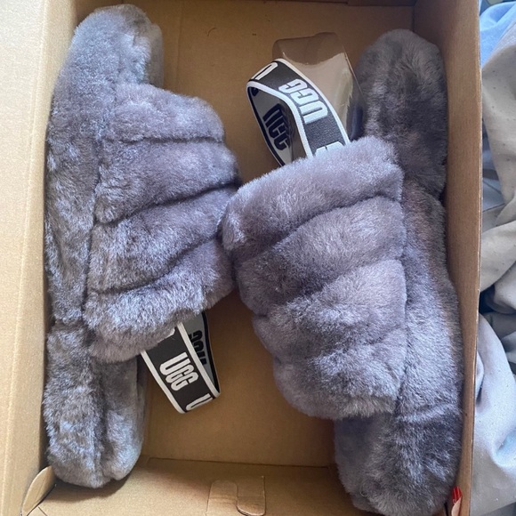 UGG Shoes - Light grey fluff yeah slide sandals by Uggs